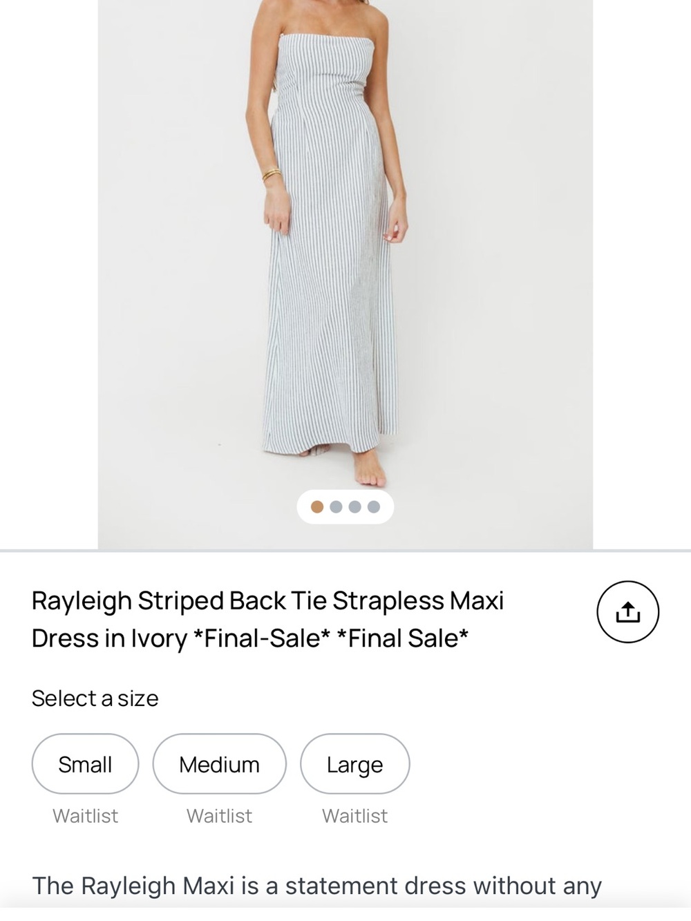 Ivory Stripe Strapless Maxi Skirt